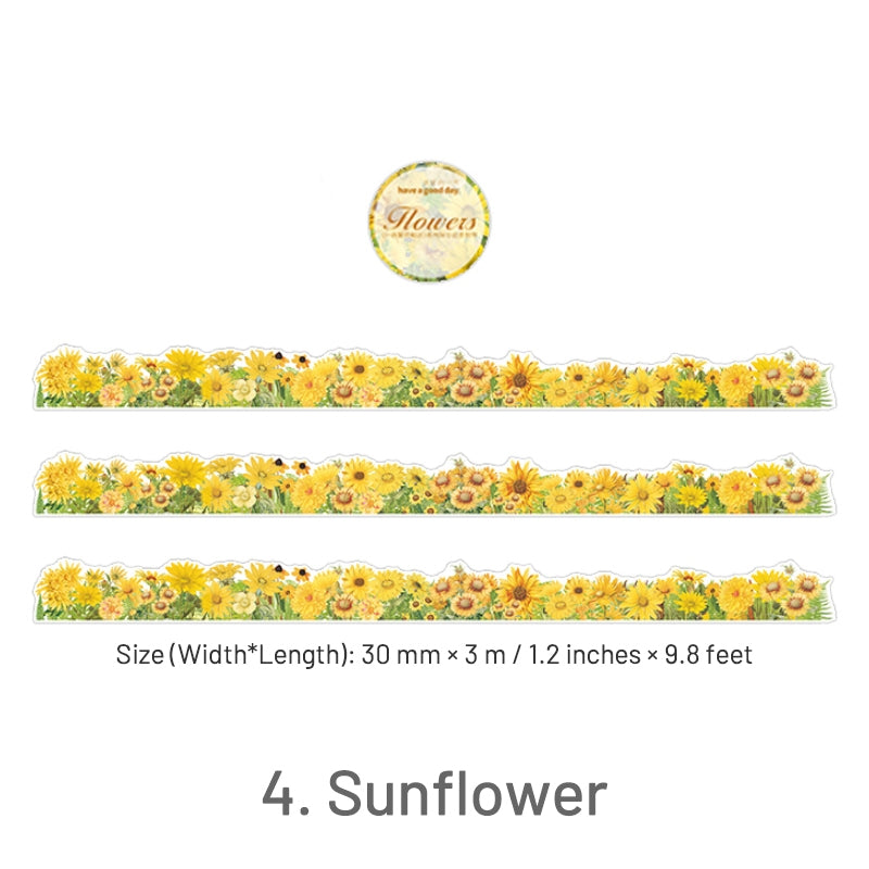 Romantic Flowers Plants Border Washi Tape sku-4