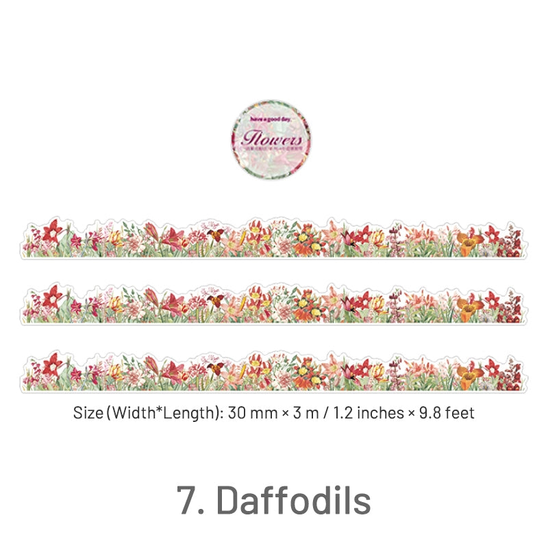 Romantic Flowers Plants Border Washi Tape sku-7