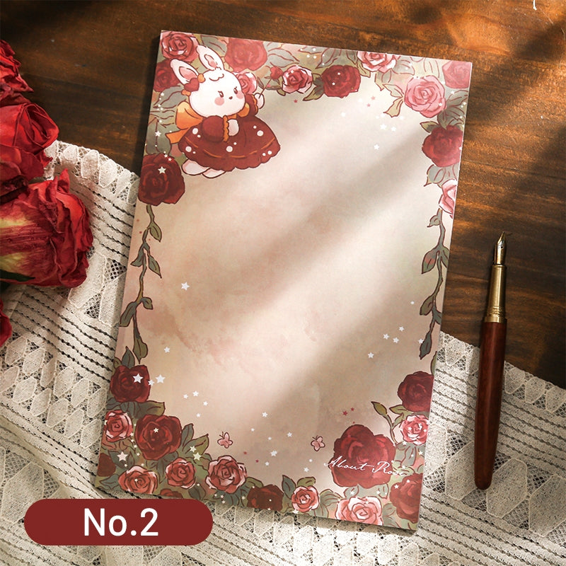Rose and Rabbit Blank Letter Paper Booklet sku-2