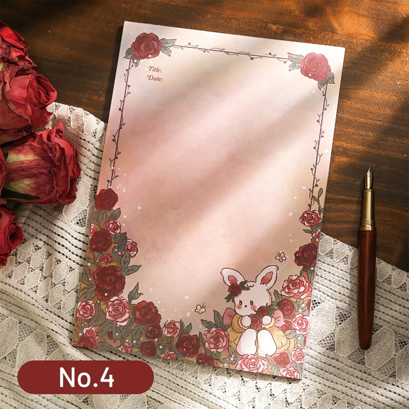 Rose and Rabbit Blank Letter Paper Booklet sku-4