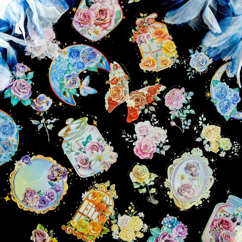 Rose Holographic PET Stickers - Window, Moon, Butterfly, Bottle b