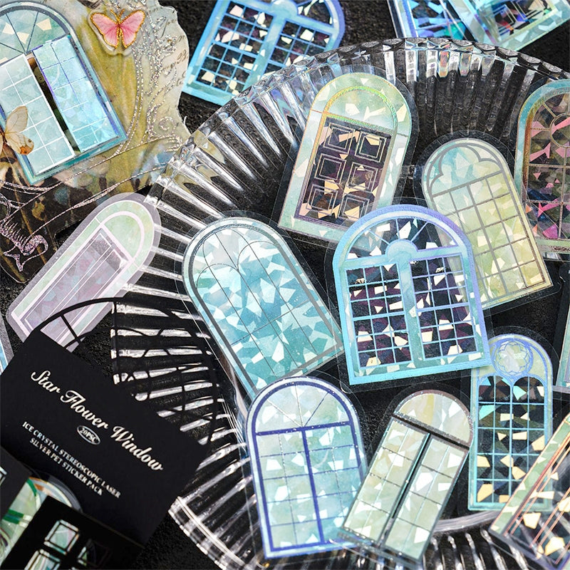 Star Flower Window Series Vintage Fantastic Holographic PET Sticker Pack b1