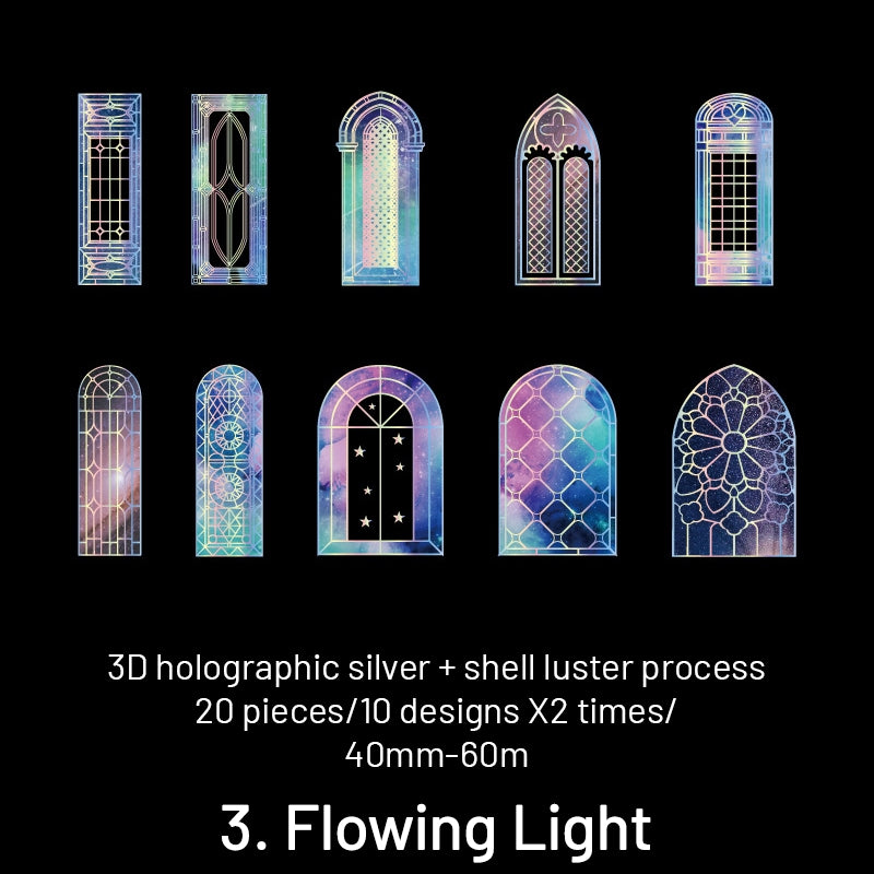 Star Flower Window Series Vintage Fantastic Holographic PET Sticker Pack sku-3