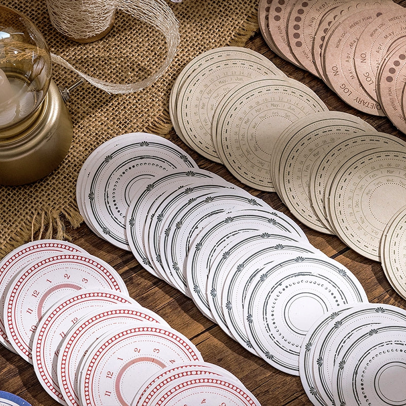 Time Prelude Series Retro Hollow Circular Frame Scrapbook Paper b3