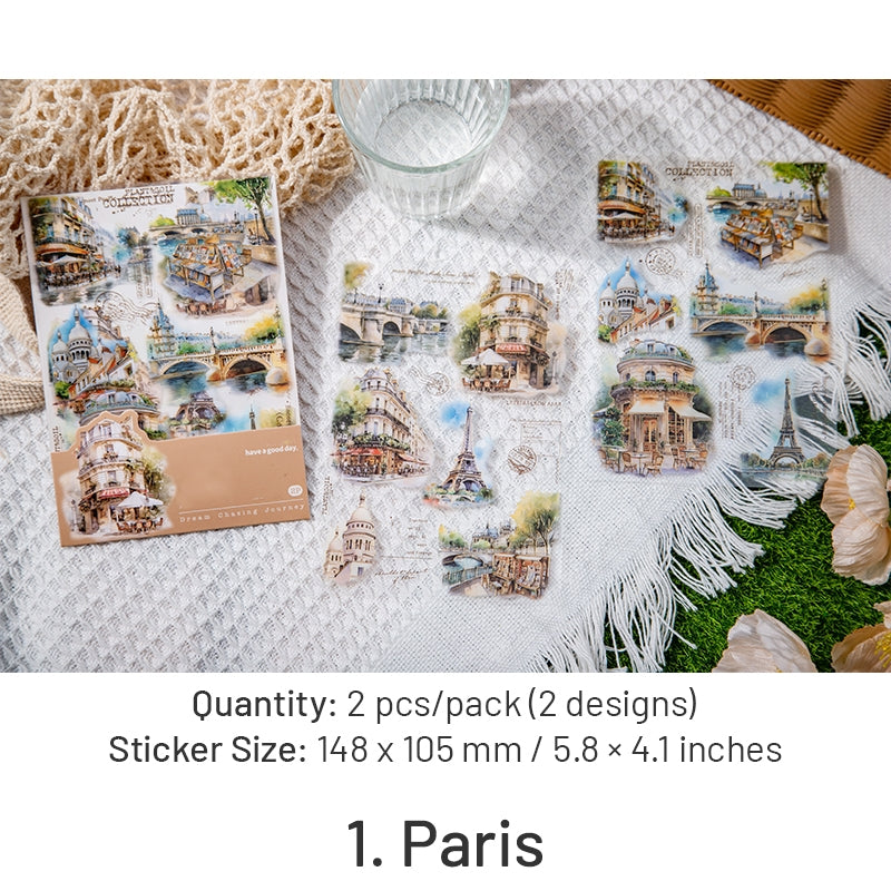 Travel Scenery PET Stickers - Beach, Maple Tree, Lake, Forest, Sunrise sku-1