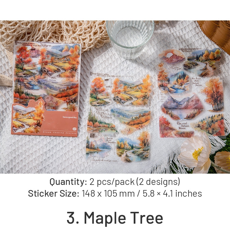 Travel Scenery PET Stickers - Beach, Maple Tree, Lake, Forest, Sunrise sku-3