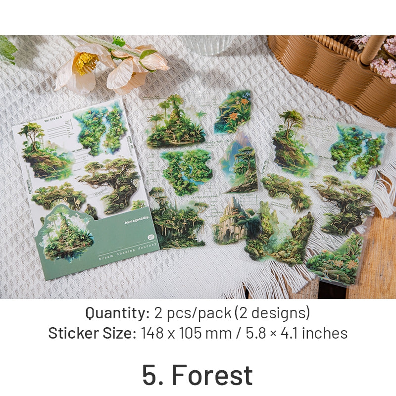 Travel Scenery PET Stickers - Beach, Maple Tree, Lake, Forest, Sunrise sku-5