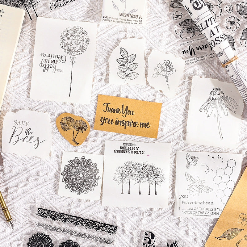 Vintage Botanical Flower Clear Silicone Stamps4