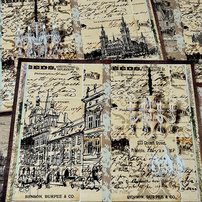 Vintage European Landscape Construction Junk Journal Paper b2