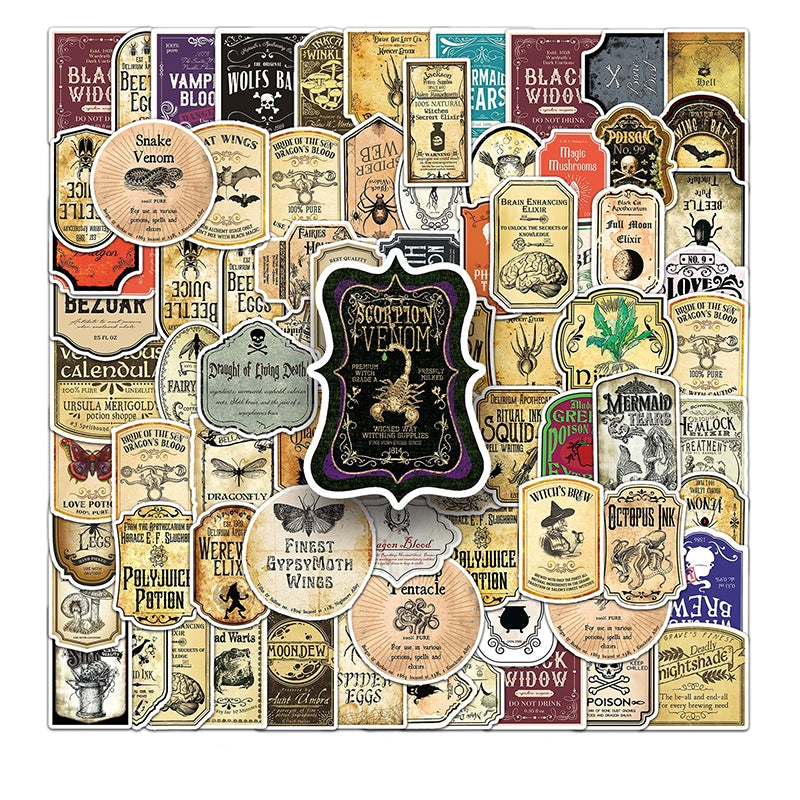 Vintage Halloween Label Vinyl Sticker 100 PCS sku