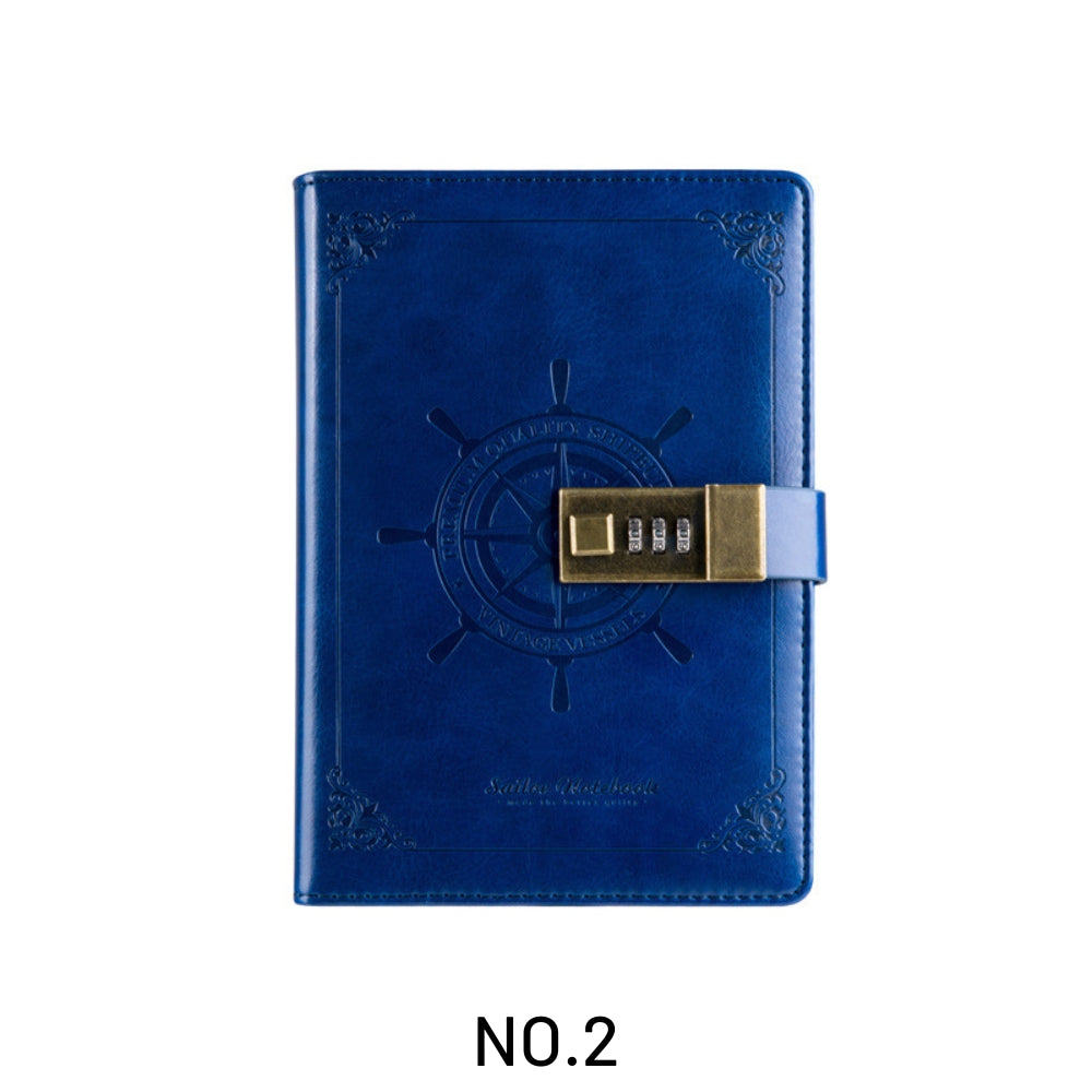 Vintage PU Cover Combination Lock Notebook Three-Digit Password Gift Box Private Journal Diary 35