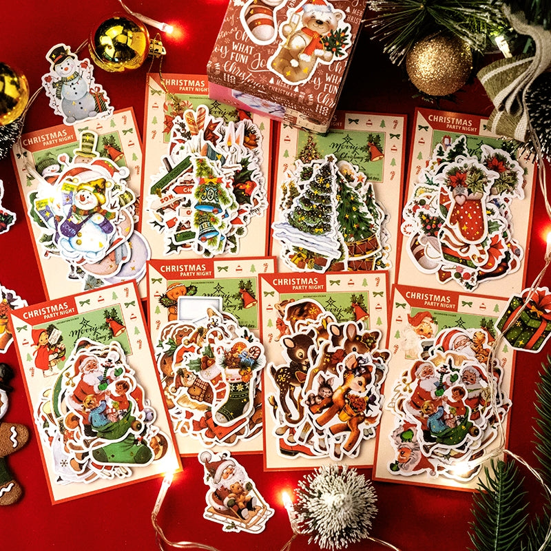 Christmas Party Night Cute Bronzing Sticker a