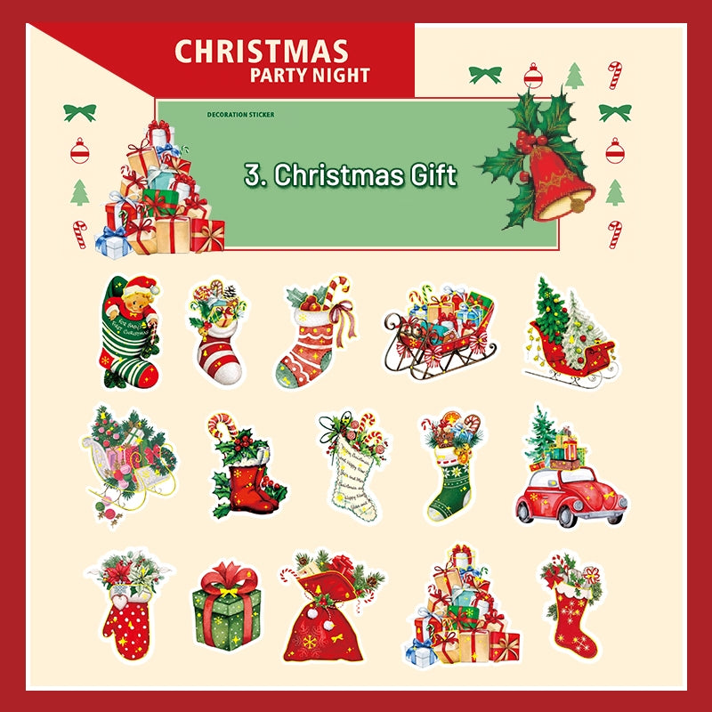 Christmas Party Night Cute Bronzing Sticker sku-2