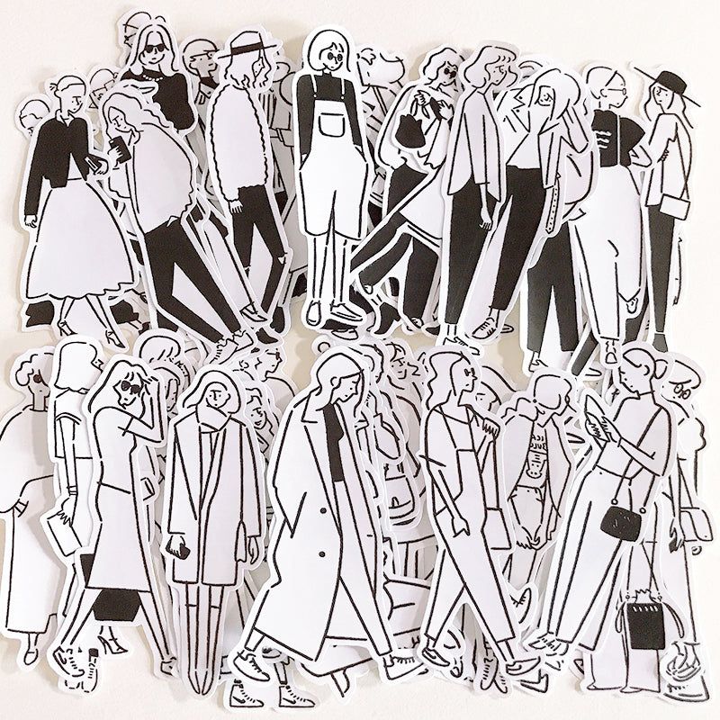 Black and White Simple Girl Sticker a1