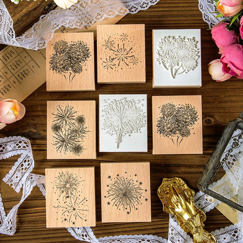 Brilliant Fireworks Wooden Rubber Stamp a2