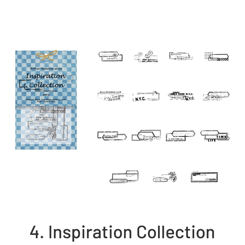 Broken Memories Retro Black & White Sticker Pack sku-4