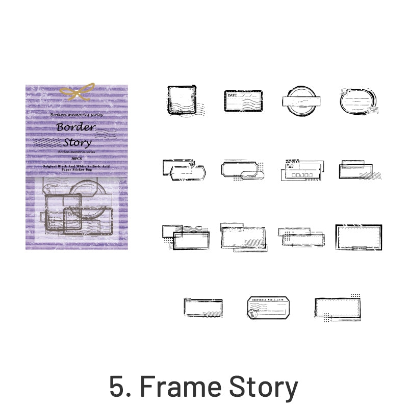 Broken Memories Retro Black & White Sticker Pack sku-5
