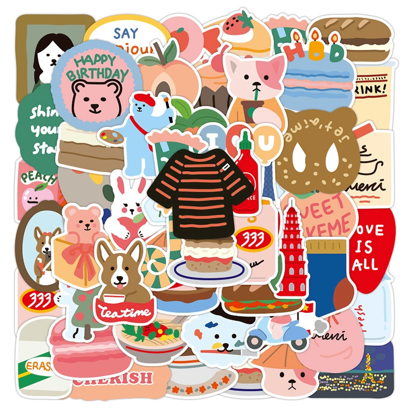 Cartoon Cute Little Animal Rabbit Bear Vinyl Sticker3