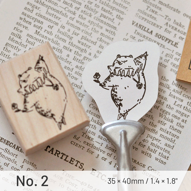 Cartoon Retro Boston Ballet Dancing Bear Wooden Rubber Stamp sku-2