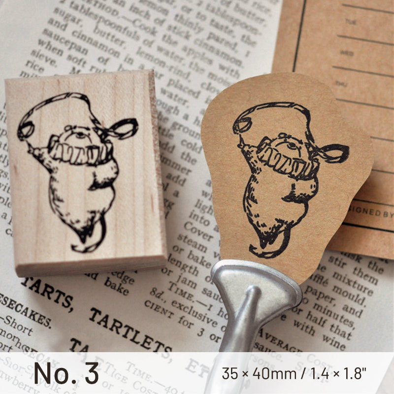 Cartoon Retro Boston Ballet Dancing Bear Wooden Rubber Stamp sku-3