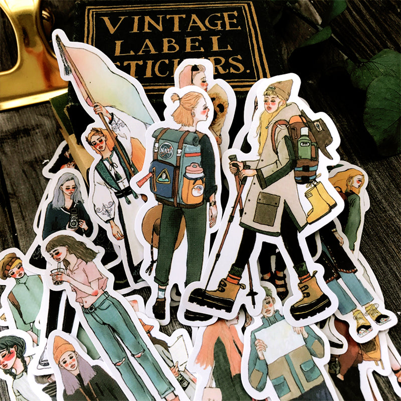 Cartoon Traveling Girl Sticker a