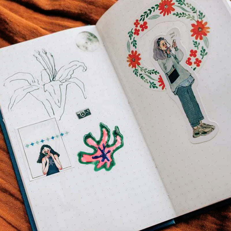 Cartoon Traveling Girl Sticker b2