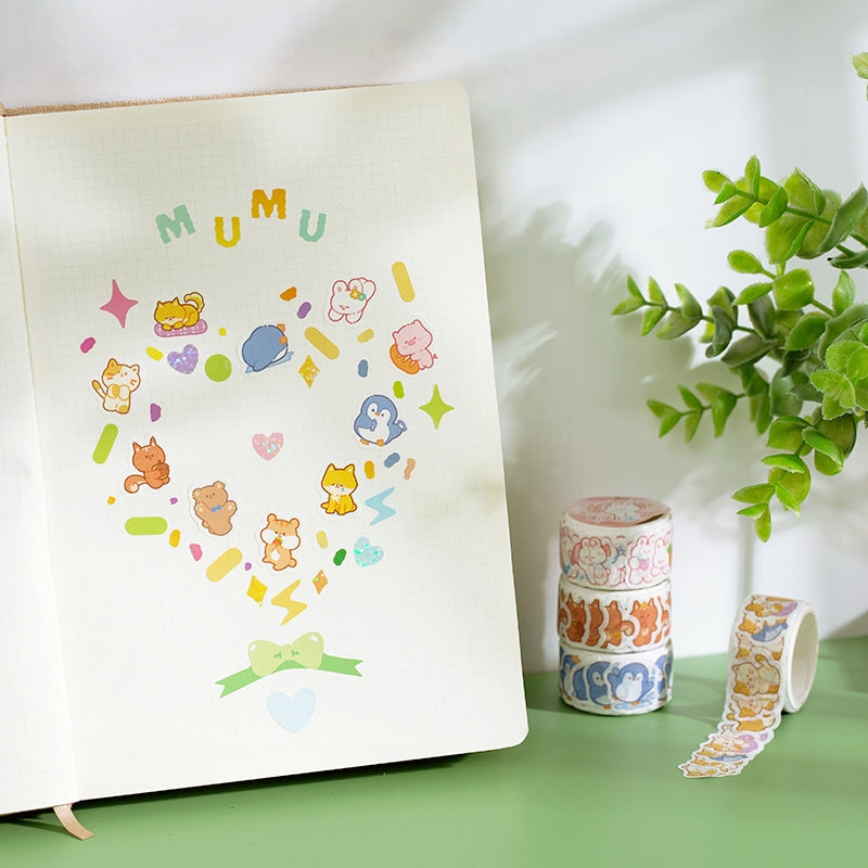 Cloud Zoo Cute Cartoon Animal Washi Sticker Roll b6