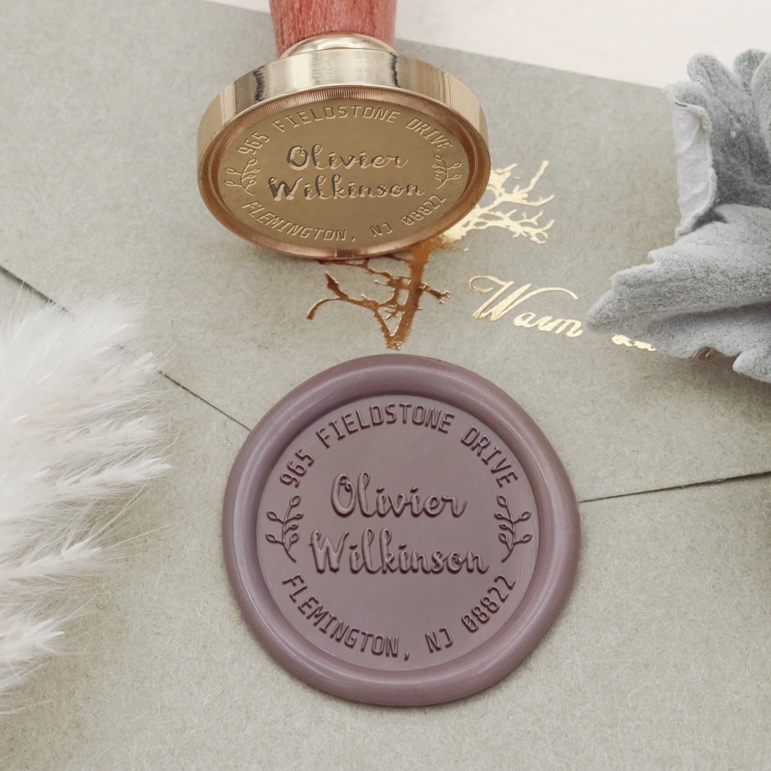 Custom Address Wax Seal Stamp - Style 4 2