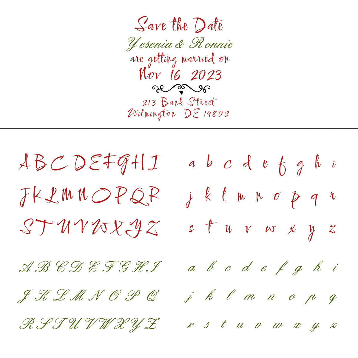 Custom Pure Text Handwriting Font Wedding Save the Date Rubber Stamp7