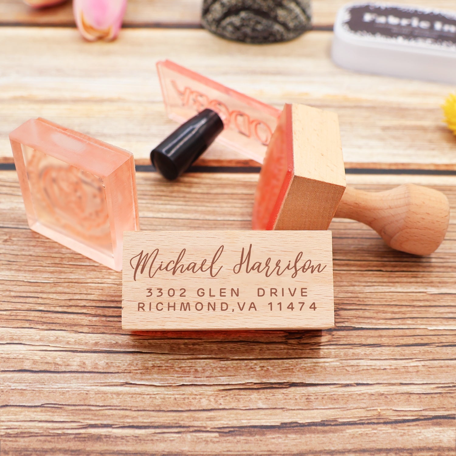 Custom Rectangular Handwriting Font Address Return Rubber Stamp - Style 22 5