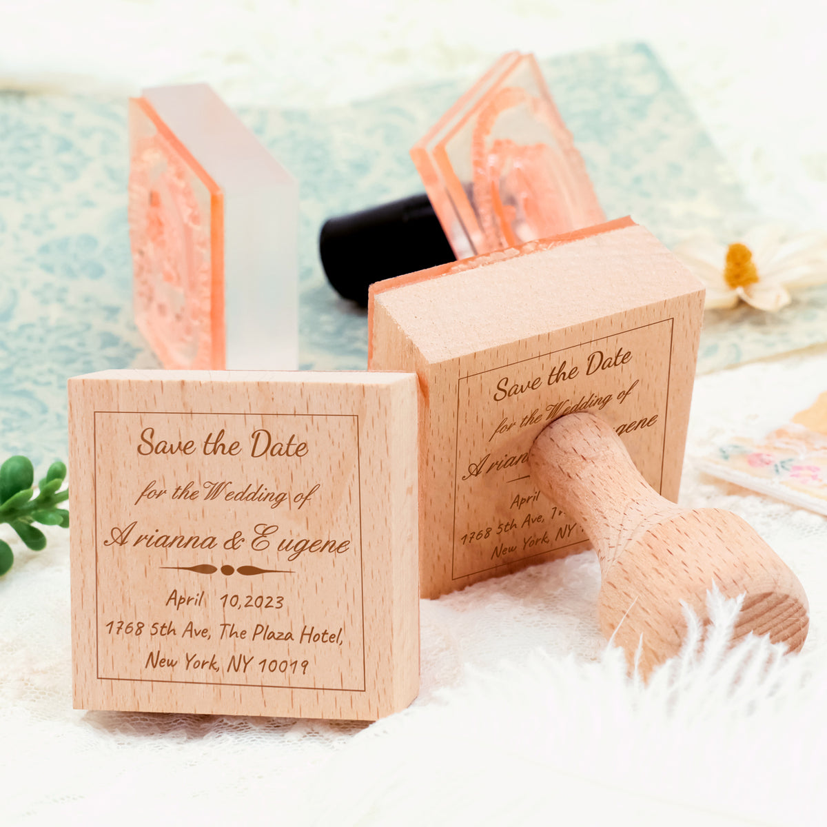 Custom Wedding Save the Date Rubber Stamp-20 4