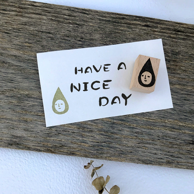 Cute Cartoon Face Portrait Wooden Rubber Stamp b1