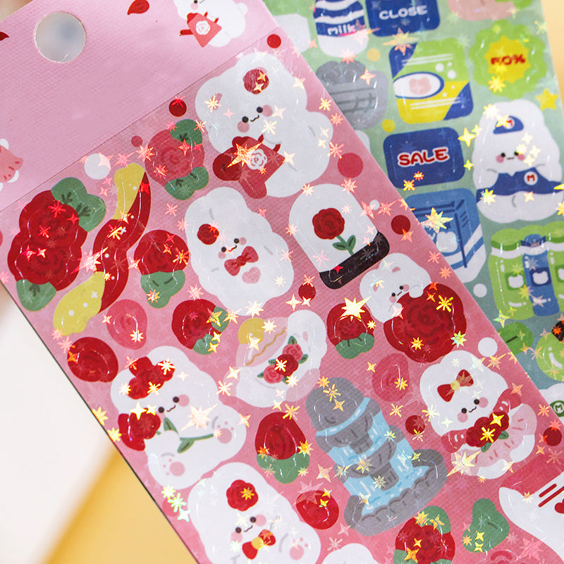 Cute Cartoon Pet Rabbit Bear Sticker c2