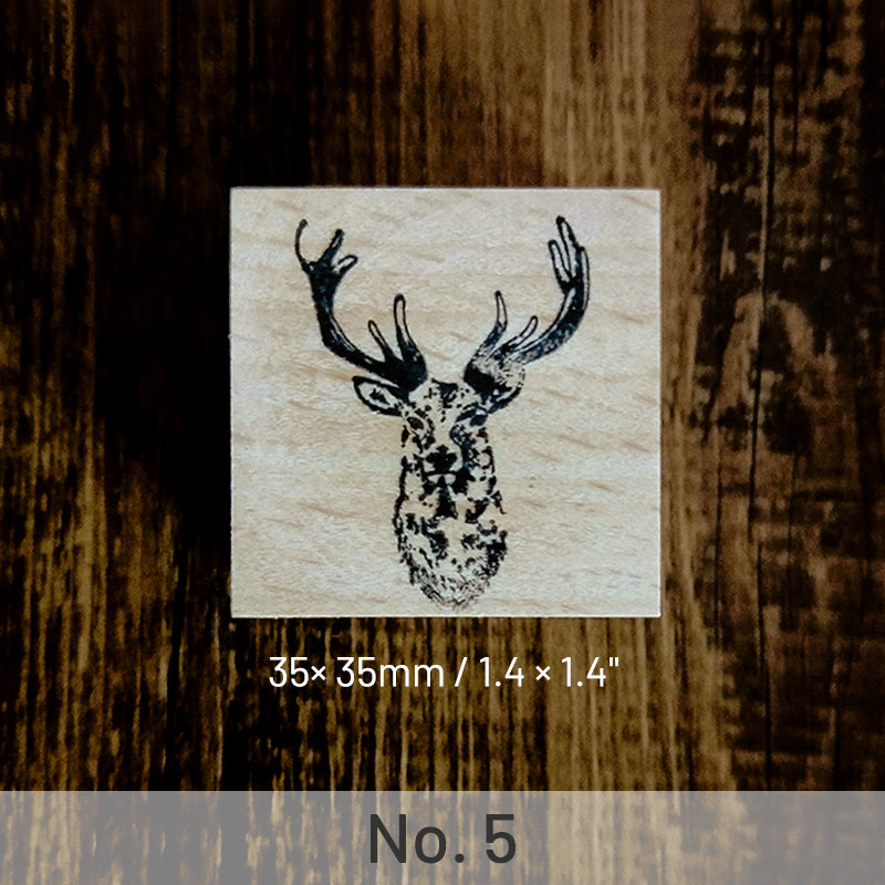Cute Elk Animal Wooden Rubber Stamp sku-5