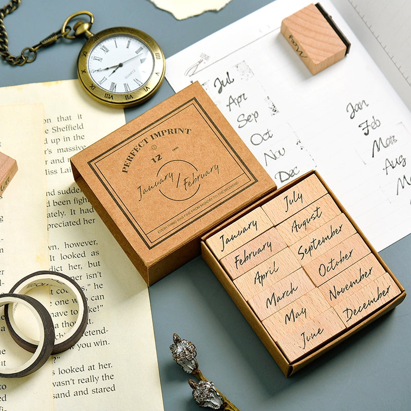 Date & Number Wooden Rubber Stamp Set b5
