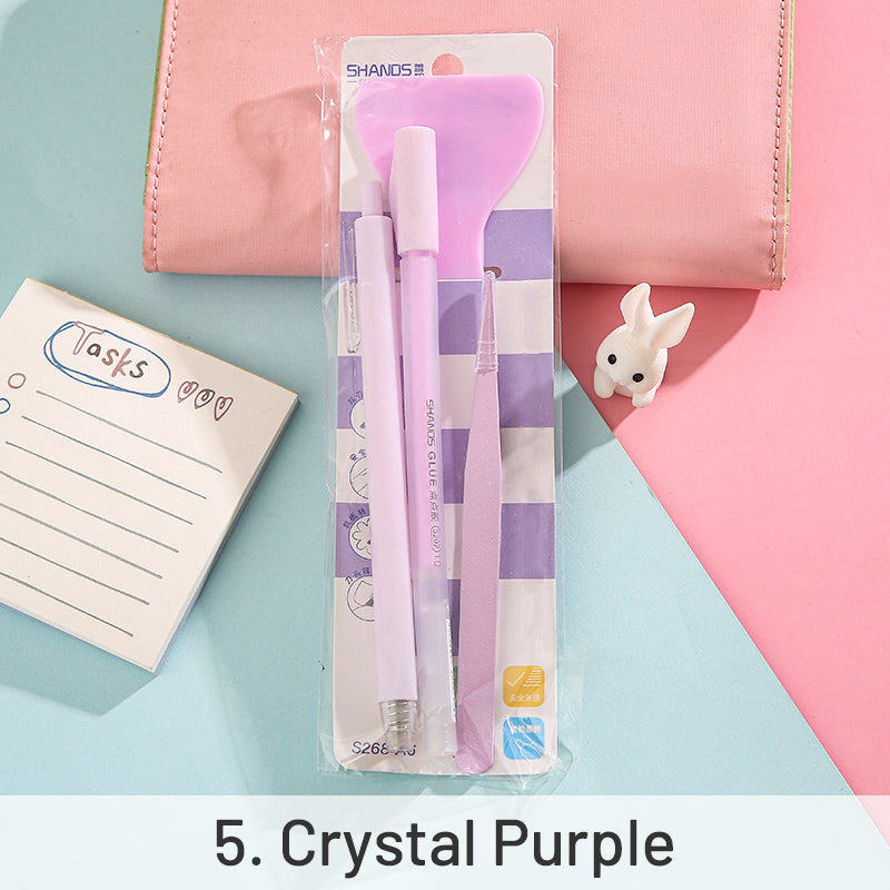 DIY Craft Tools Carving Knife Tweezers Dots Glue Scraper 4-Piece Craft Tool Set sku-5