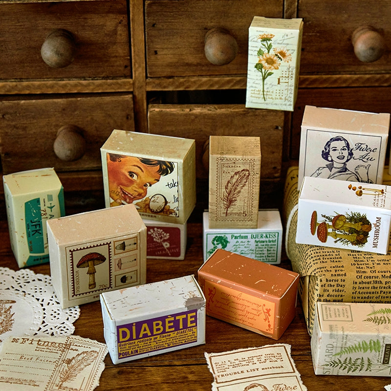 Earthly World Vintage Text Illustration Wooden Rubber Stamp b6