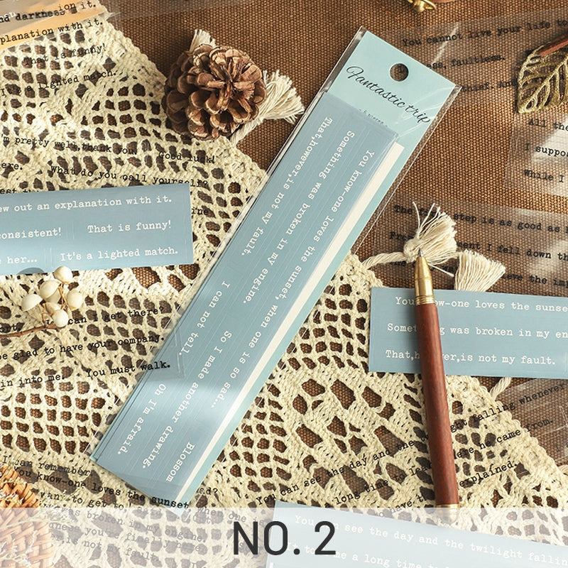 Blue-Words Phrases Long Strip Dual-Material Sticker