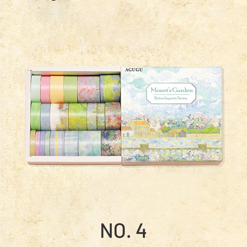 Monet-Vintage Washi Tape Set (20 rolls) - Monet, Manuscript, Divination, Book, Plant, Insect
