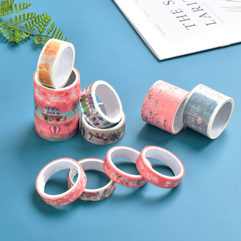 Floral Print Washi Tape Set - Travel, Peach, Sky, Star, Flower1