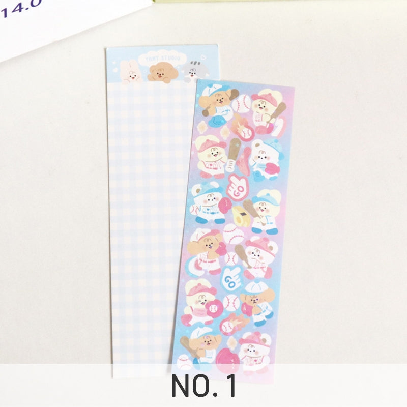 Baseball Player-Kawaii Rabbit Animal Holographic Sticker