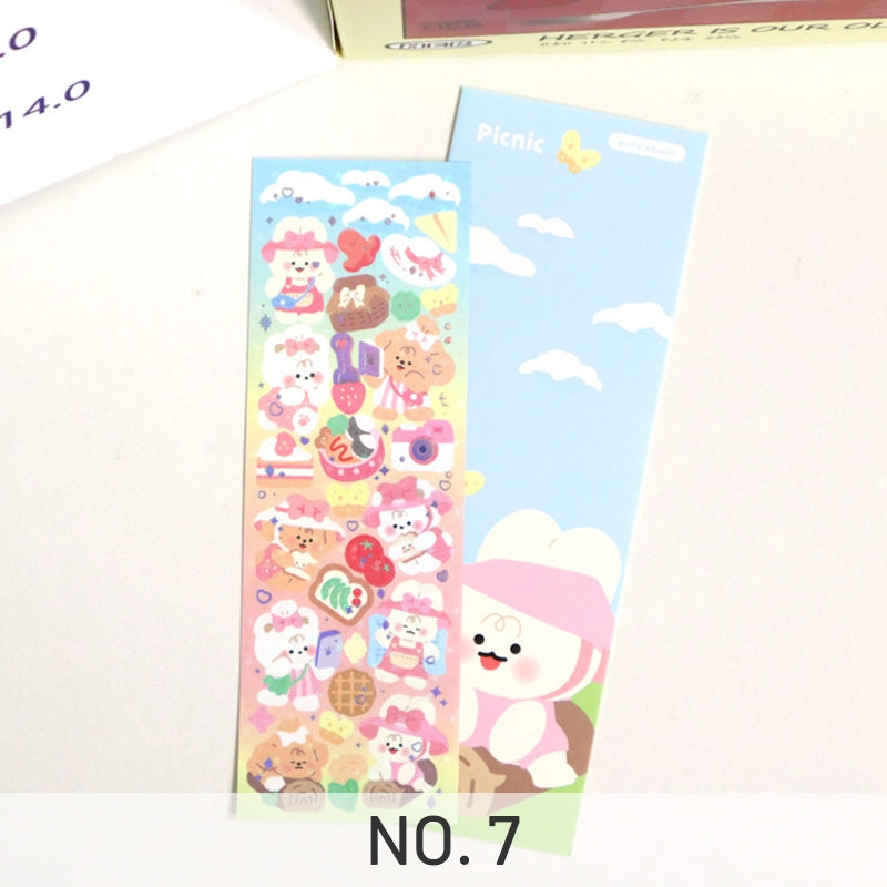 Picnic and Camping-Kawaii Rabbit Animal Holographic Sticker
