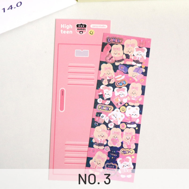 Pink-Kawaii Rabbit Animal Holographic Sticker