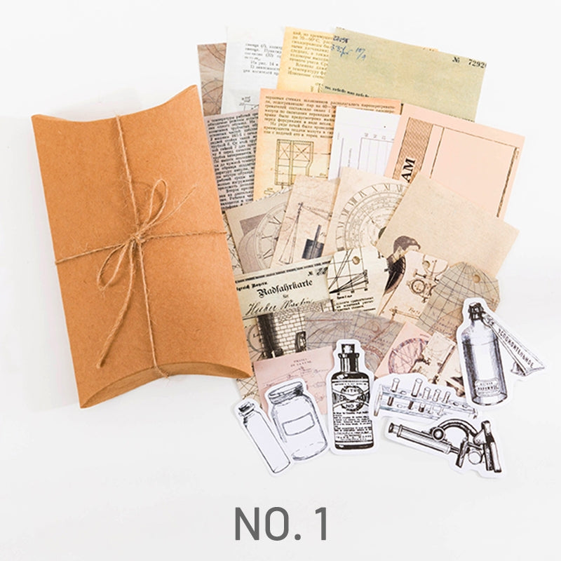 Science Experiment-Vintage Multi-Material Material Pack - Plant, Fairy Tale, Newspaper, Letter, Manuscript, Experiment