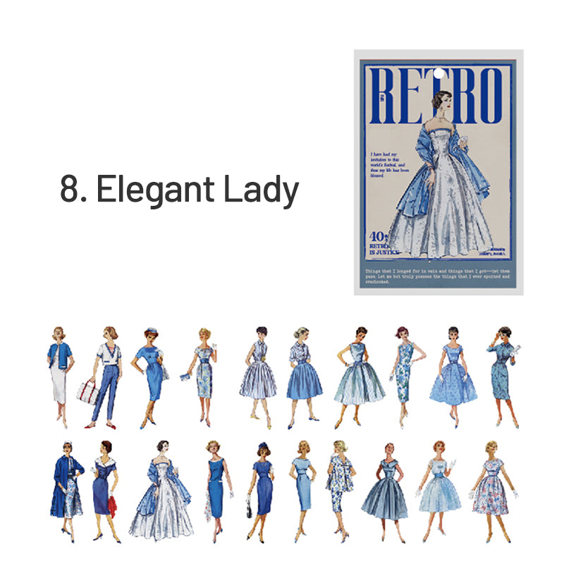 Nostalgic Fashion Show Vintage Characters Sticker Pack sku-8