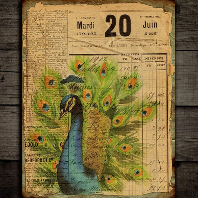 Peacock Plant Series Retro Material Paper 1