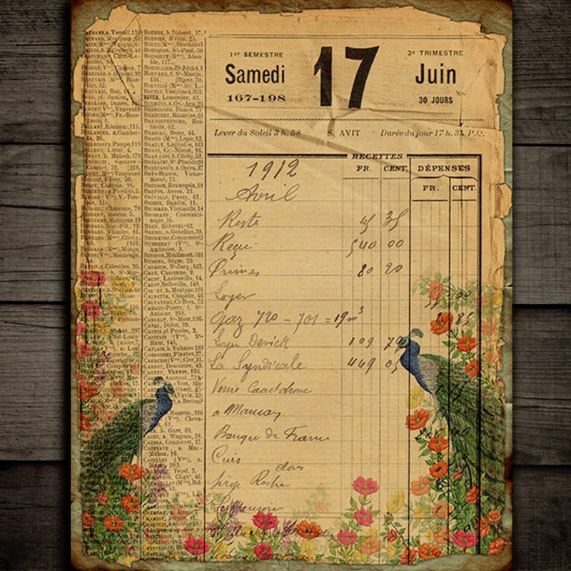 Peacock Plant Series Retro Material Paper 5