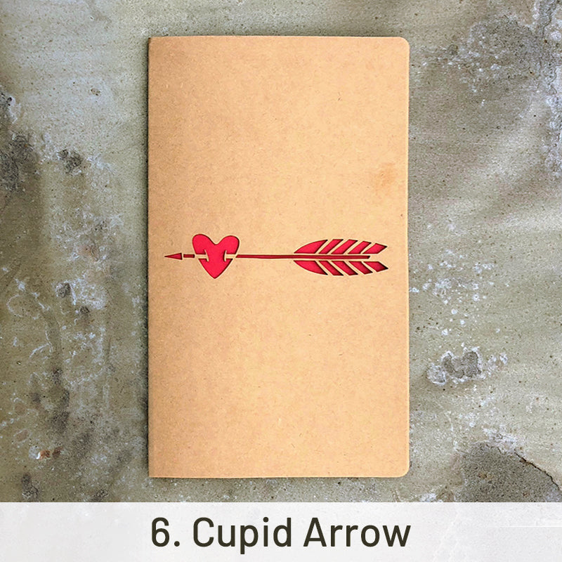 Retro Kraft Hollow Rose Heart Holiday Greeting Card sku-6