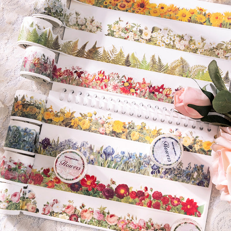 Romantic Flowers Plants Border Washi Tape a1