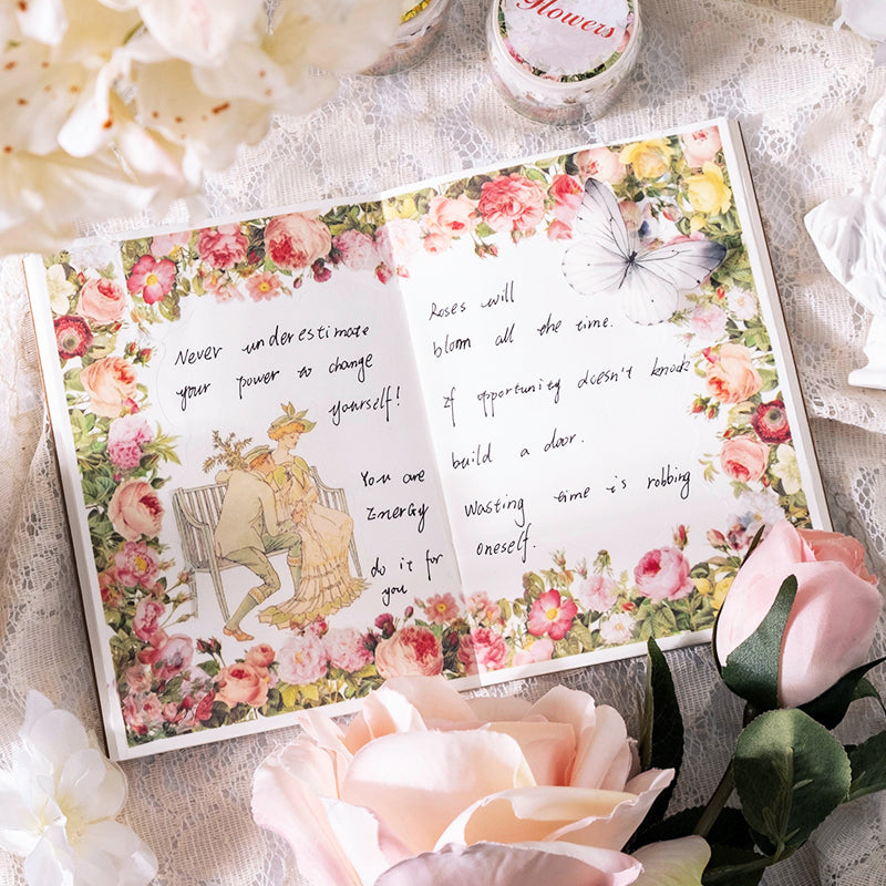 Romantic Flowers Plants Border Washi Tape b1